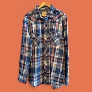 Men's Cotton Plaid Pearl Button XXLT‎ (2XLT) Long Sleeve Button Down Shirt